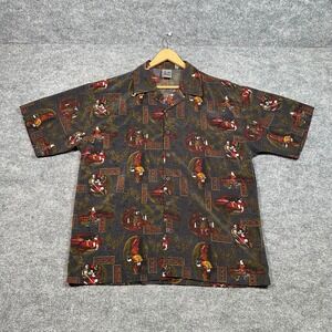 Authentic Shaolin Mens Samurai Warrior Graphic Shirt Black Red L Korea Harajuku